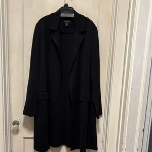 St. John Classic Black Wool Blend Open Cardigan Blazer 16